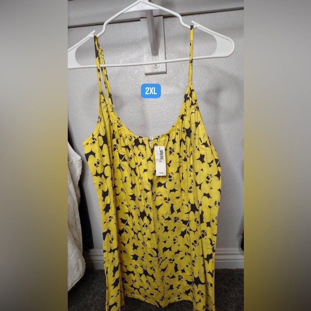 Yellow Floral Spaghetti Strap tank top